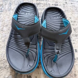 Hoka One One Black & Teal Flip Flop Sandals